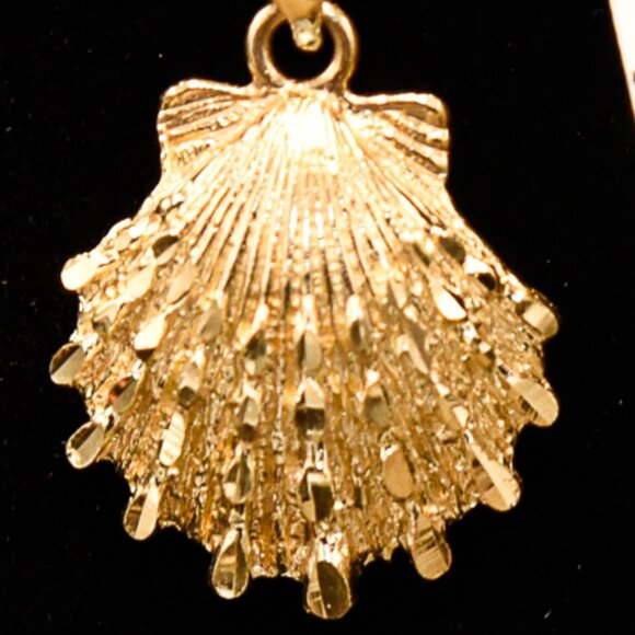 14K Yellow Gold Lions Paw Shell Charm/Pendant - Picture 1 of 2
